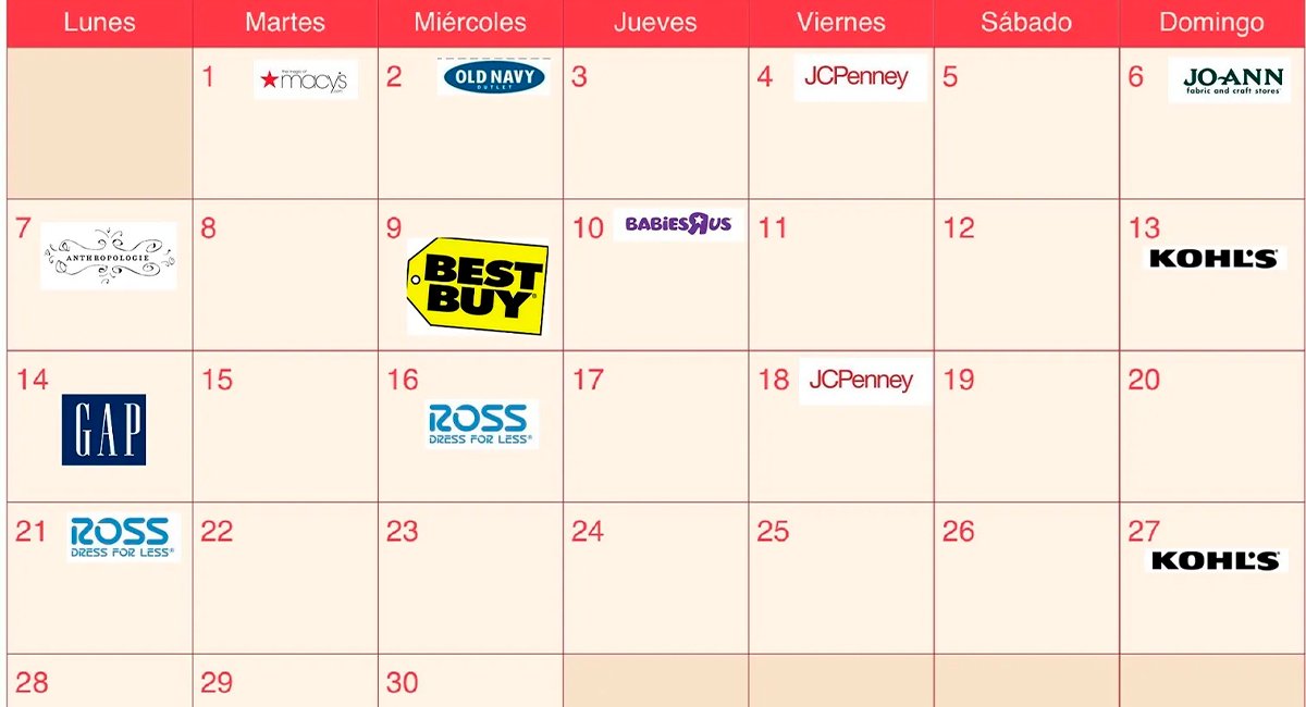 Calendario de Descuentos para Compras en Línea