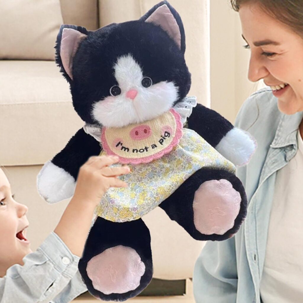 Peluche de Gatita Tuxedo con Vestido