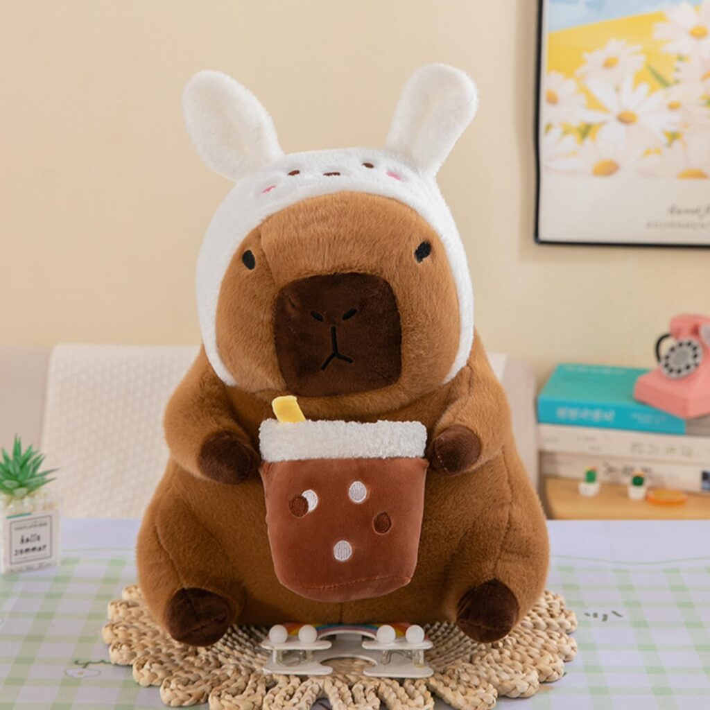 Peluche de Capibara con Capucha de Conejito