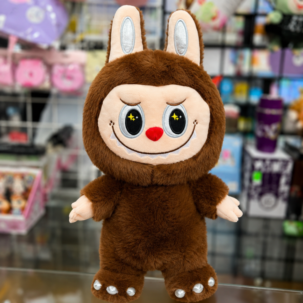 Peluche Labubu Chocolate con Alas Plateadas