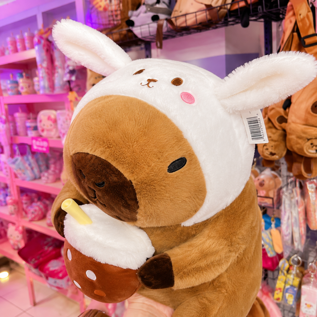 Peluche de Capibara con Capucha de Conejito