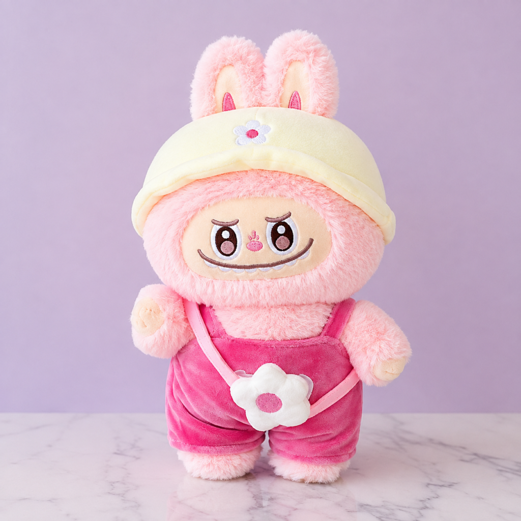 Peluche Labubu Rosa con Sombrero