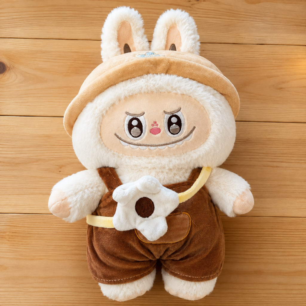 Peluche Labubu con Overol y Sombrero