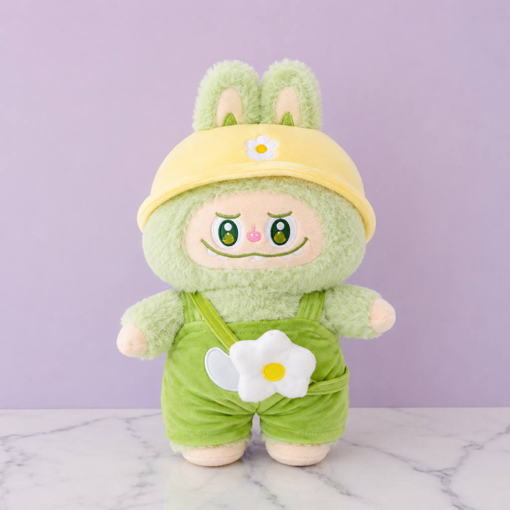 Peluche Labubu Verde con Sombrero Amarillo