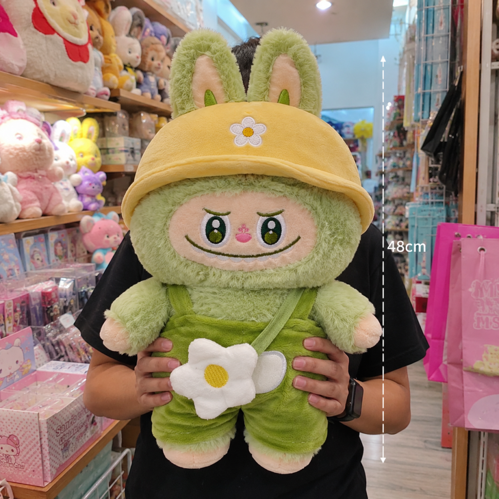 Peluche Labubu Verde con Sombrero Amarillo