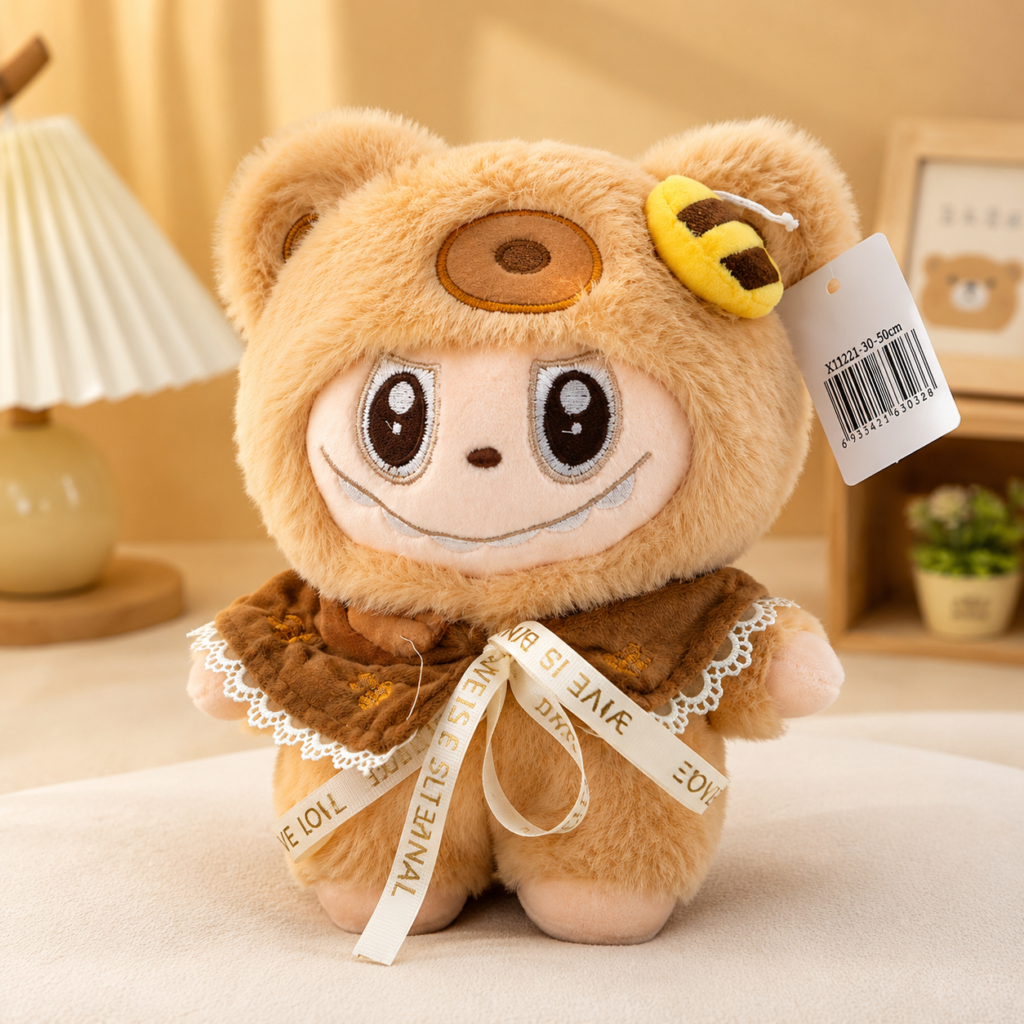 Peluche Labubu Chocolate con Poncho