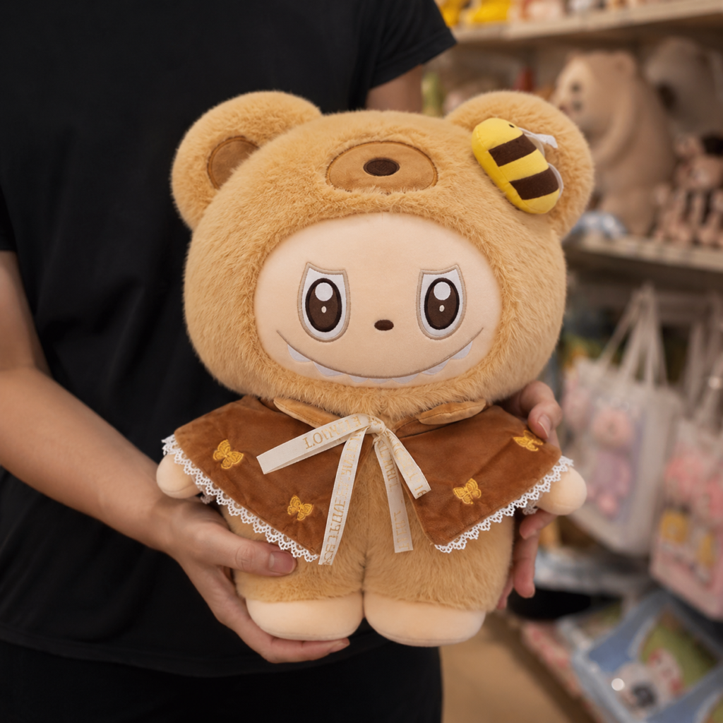 Peluche Labubu Chocolate con Poncho