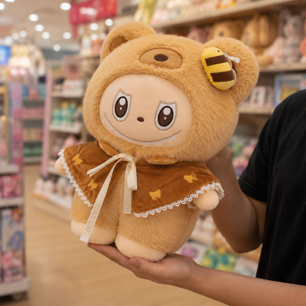 Peluche Labubu Chocolate con Poncho