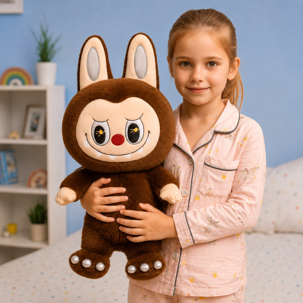 Peluche Labubu Chocolate con Alas Plateadas