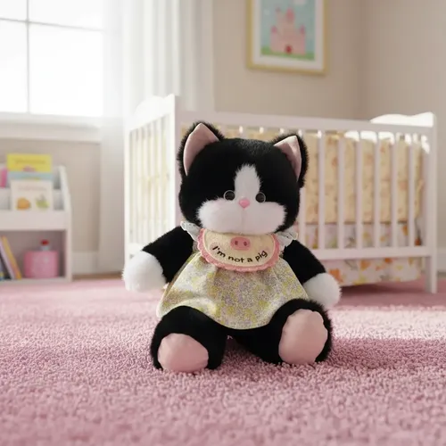 Peluche de Gatita Tuxedo con Vestido