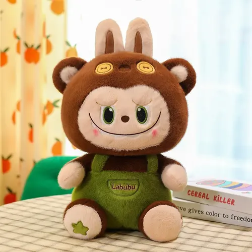 Peluche Labubu Chocolate con Overol Verde