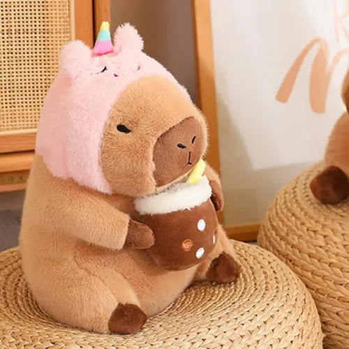 Peluche de Capibara con Capucha de Unicornio