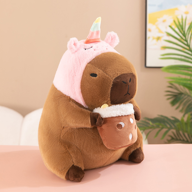 Peluche de Capibara con Capucha de Unicornio