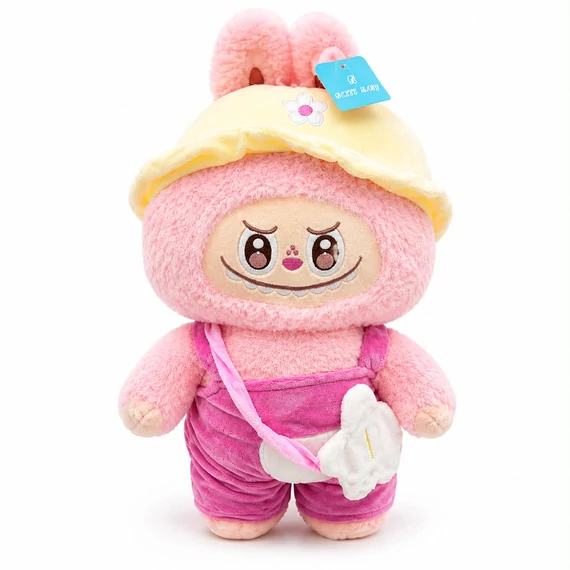 Peluche Labubu Rosa con Sombrero