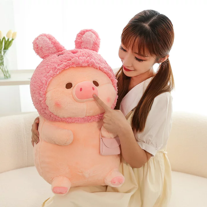 Peluche Cerdito con Capucha de Conejo